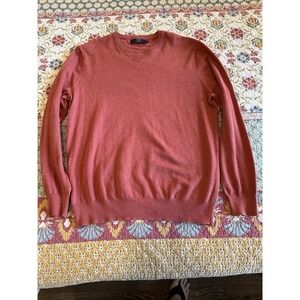 J.Crew Mens Medium Cotton Crewneck Sweater Rust Red Pullover Classic Knit